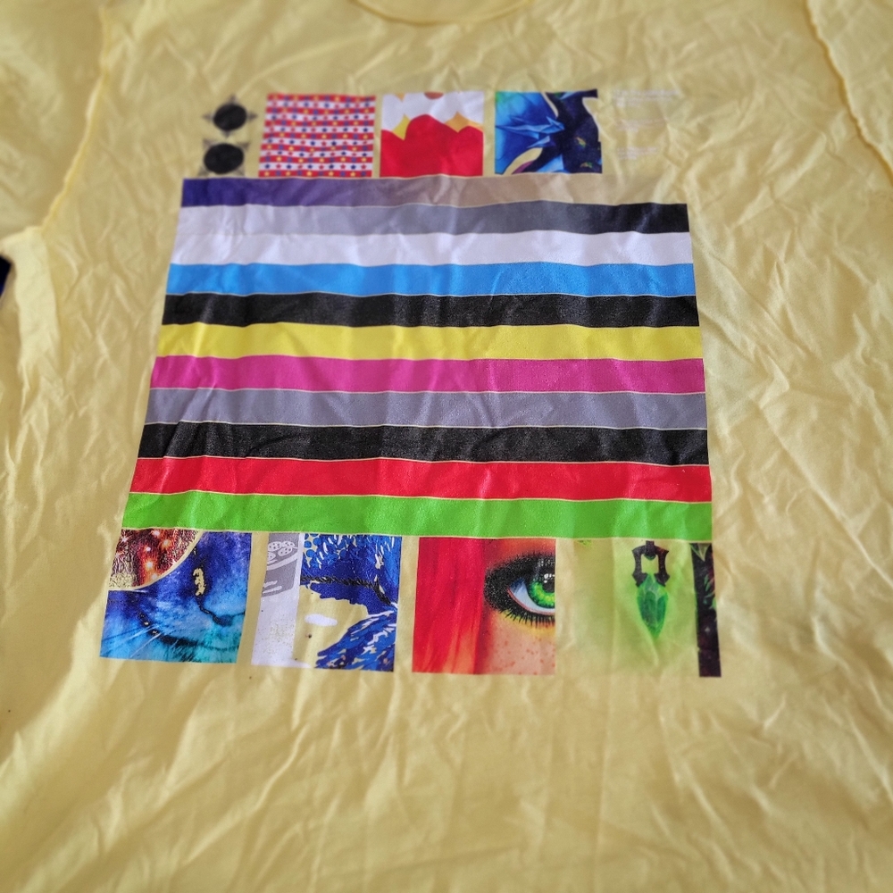 Port and Company Short Sleeved Yellow Tee / Woman With Afro and Hoop Earrings - Picture 7 of 8